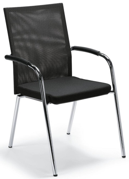 Deskin Besucher- und Konferenzstuhl RIVA 4, Schwarz, 570 x 680 x 920 mm, Gestell: Verchromt, 277562