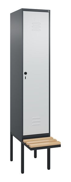 C+P Umkleidespind Classic PLUS, 2120x400x815mm, 7016/7035, Drehriegel, Buche-Sitzleisten, 0800407-12 S10013