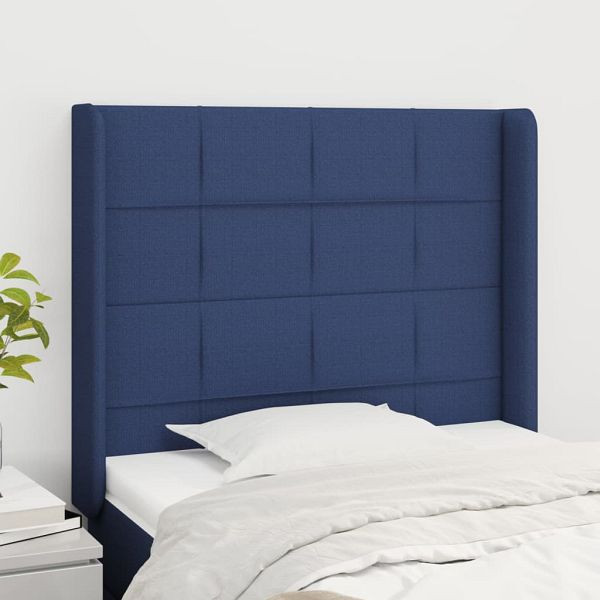vidaXL Kopfteil mit Ohren Blau 103x16x118/128 cm Stoff, 3119576