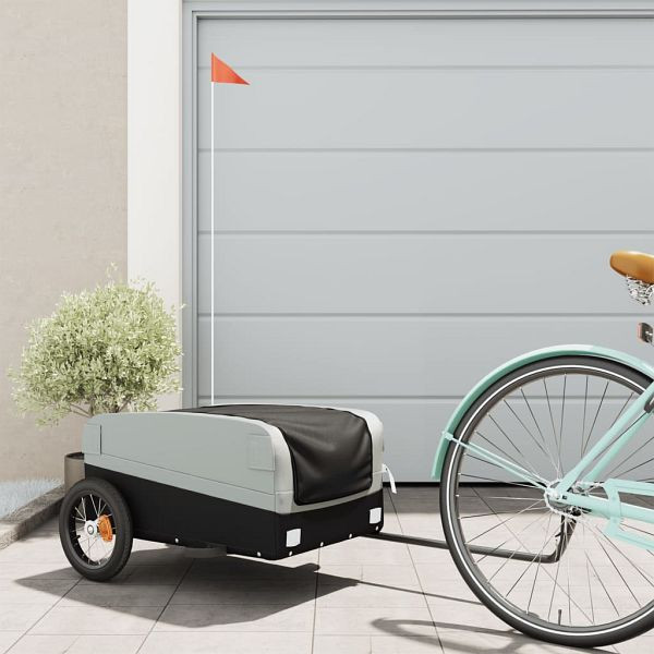 vidaXL Fahrradanhänger Schwarz und Grau 30 kg Eisen, 94035