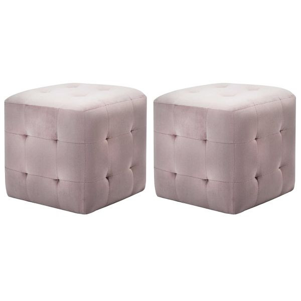 vidaXL Pouf 2 Stück Rosa 30x30x30 cm Samtstoff, Holzrahmen, 278388