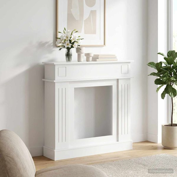 vidaXL Kaminumrandung Glänzend Weiß 102 x 26 x 100 cm Holzwerkstoff, 8006646