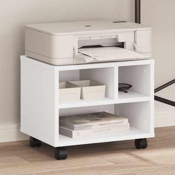 vidaXL Druckerständer mit Rollen Weiß 41x32x34,5 cm, 840611