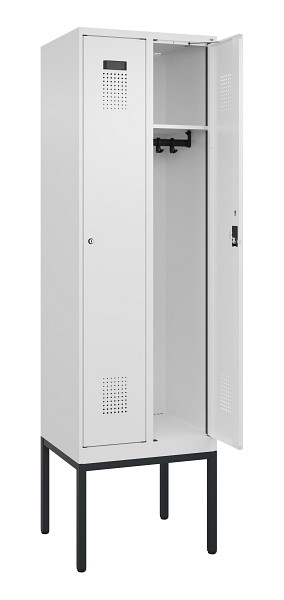 C+P Spind Evolo PLUS, Gestell, 2 Abteile, 2120x600x500mm, 9016/9016, Verschluss Zylinderschloss, Ablageböden 2, 0490307-20 S10047