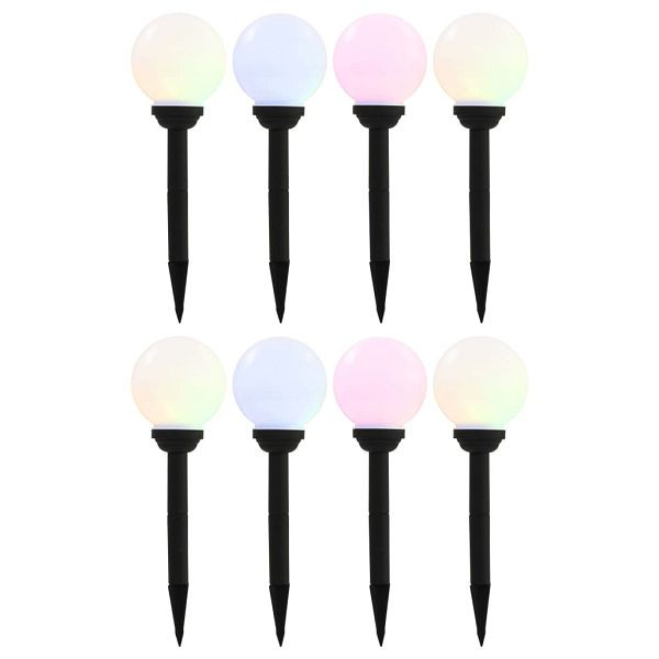 vidaXL Außen-Solarlampen 8 Stück LED Kugel 15 cm RGB, 277125