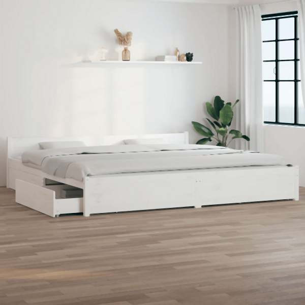 vidaXL Bett mit Schubladen Weiß 180x200 cm, 3103575, 8720287012702