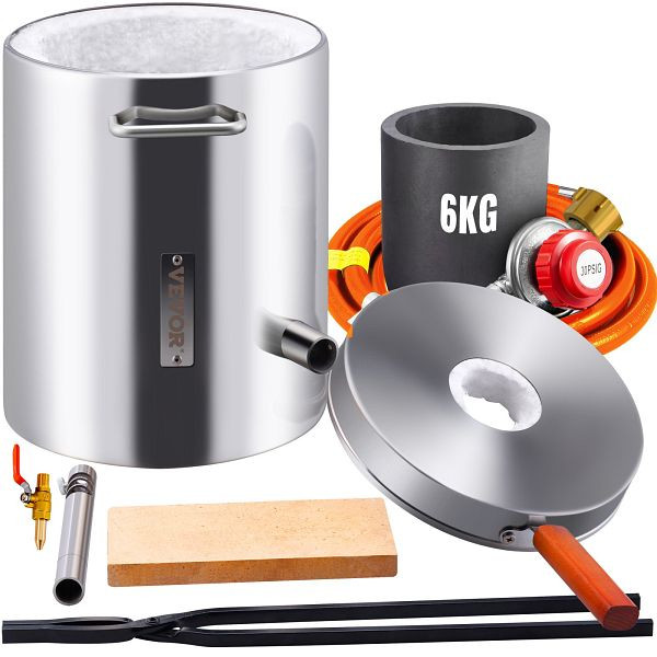 VEVOR 6kg Propan Schmelzofen Kit Schmelzofen Edelstahl 1482°C Metall Gasofen, Anschluss DE, BWRJLGDXB6KG1B7QAV0