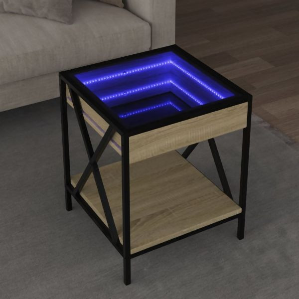 vidaXL Couchtisch mit Infinity-LED Sonoma-Eiche 40x40x49 cm, 847693