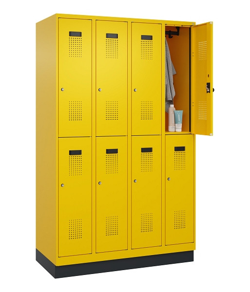 C+P Doppelstöckiger Spind Evolo PLUS, mit Sockel, 8 Fächer, 1950x1200x500mm, 102, Zylinderschloss, 049320-40 S10049