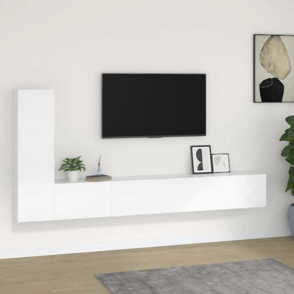 vidaXL 3-tlg. TV-Schrank-Set Weiß Holzwerkstoff, 3114318