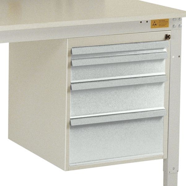 Manuflex ESD-Gehäuse-Unterbau, Nutzhöhe 500 mm mit 4 Schubfächern, für Tischtiefe 1000 mm, Lichtgrau, LZ4763.7035