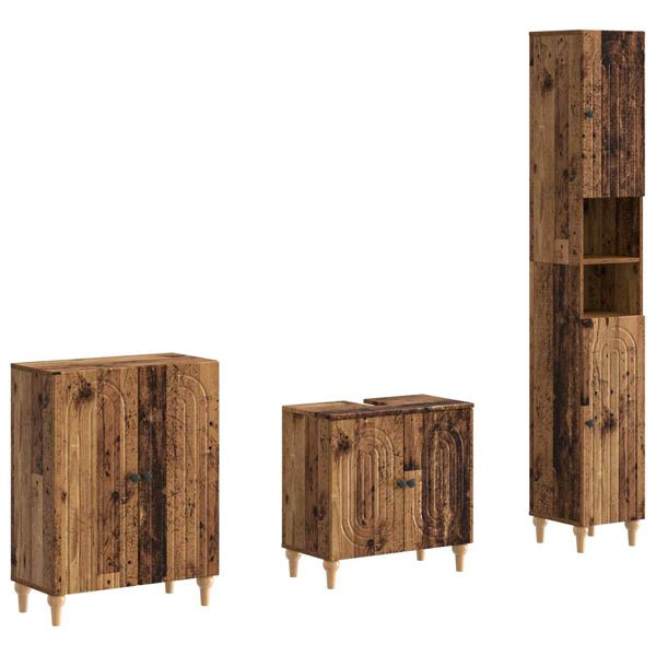 vidaXL 3-teiliges Badezimmer-Schranksystem ALKMAAR Altholz, 3417430