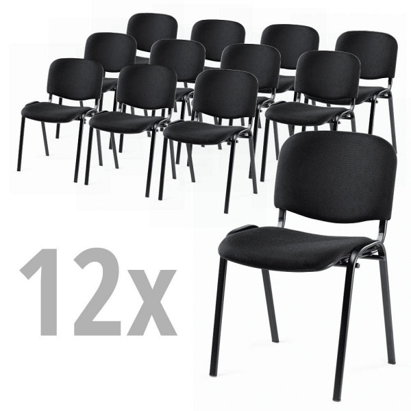 Deskin 12er SET - Besucherstühle ISO, Schwarz, 545 x 560 x 820 mm, Gestell: Schwarz, 220856
