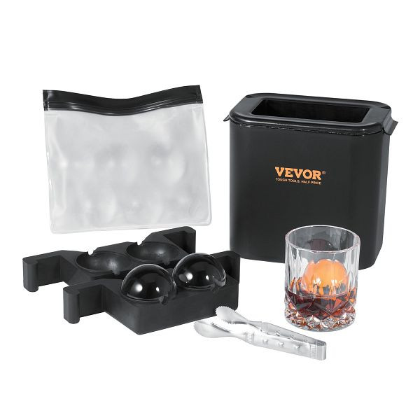 VEVOR 2-teiliger Eiswürfelbereiter Eiswürfelformen 6 cm Eiskugel Eiswürfelform Eiskugelforner mit Aufbewahrungstasche, BQZZJHSTMBQQ24D5RV0