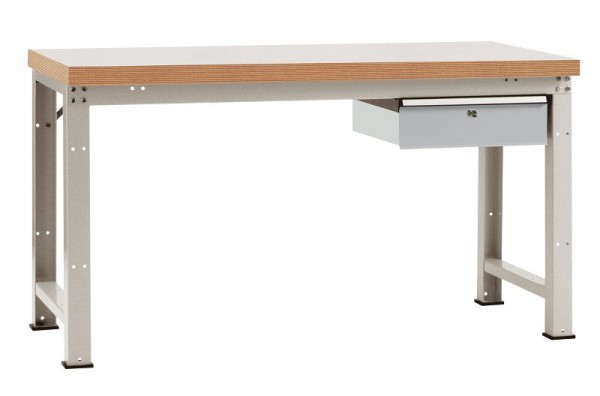 Manuflex Komplett-Werkbank Grund PROFI Standard mit Kunststoff-Platte, BxTxH = 2000 x 700 x 840 mm, Alusilber, WP5607.9006