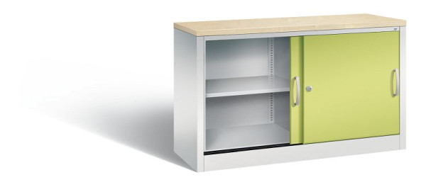 C+P Sideboard mit Schiebetüren Acurado, H720xB1200xT400mm, Farbe: Lichtgrau / Viridingrün, Bügelgriff, 2 OH, 5723-00 S10477