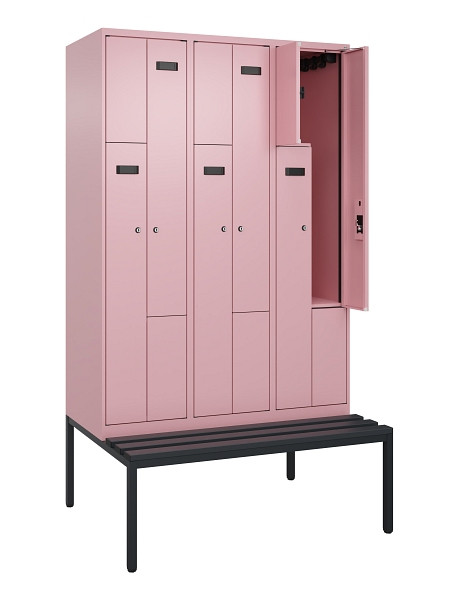 C+P Z-Spind Evolo PLUS, Bank, 6 Fächer, 2120x1200x815mm, 3015/3015, Zylinderschloss, Sitzfläche Kunststoff, Sitzbank, 0490537-326 S10105