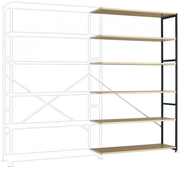 Manuflex Großfach-Steckregal Anbauregal mit 6 Holzverbundböden, HxBxT = 2500 x 1500 x 500 mm, anthrazit, RP1442.7016