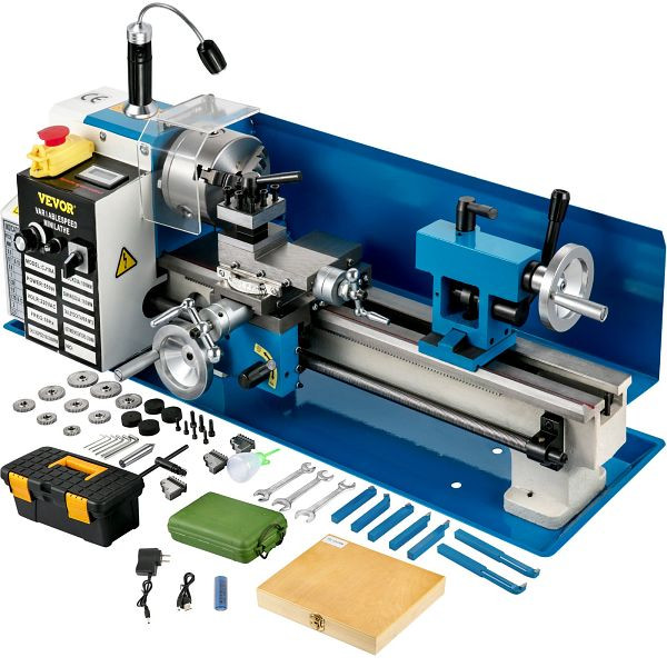 VEVOR Mini Drehmaschine 550 W, Metall max 2500 U/min, Gewinde 12-52 TPI, inkl. Zubehör, SJ7X1455006188233V2
