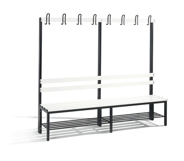 C+P Garderobenbank 1-seitig, H1650xB1960xT400 mm, Reinweiß, 8052-110 S10091