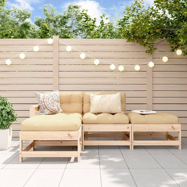 vidaXL 4-teilig Garten-Lounge-Set mit Kissen Massivholz, 3186018