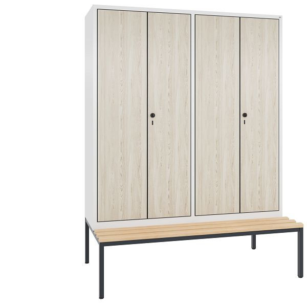 C+P Spind Evolo, 4 Abteile, H2090xB1590xT815 mm, Weiß/HPL Esche, 48052-42 S10058