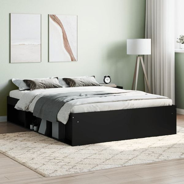 vidaXL Bettgestell Schwarz 135x190 cm, 3203909, 8721012158658