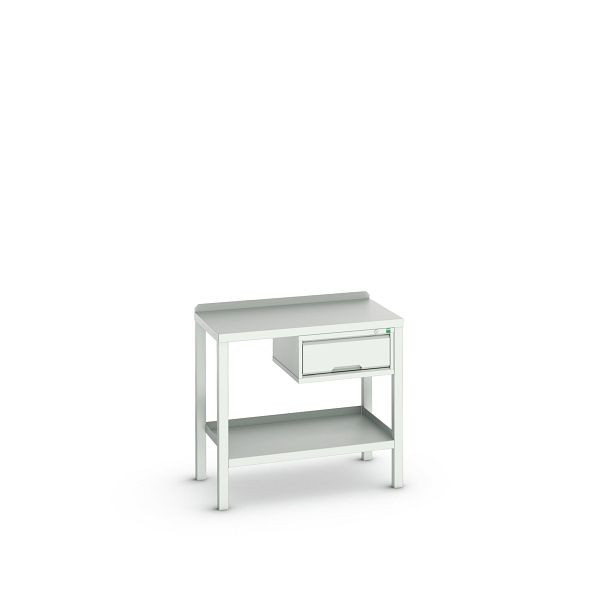 bott verso Beistelltisch, mit 1 Schublade und Stahl-Platte, BxTxH: 1000 x 600 x 910 mm, Lichtgrau / Lichtgrau, 16922600.16