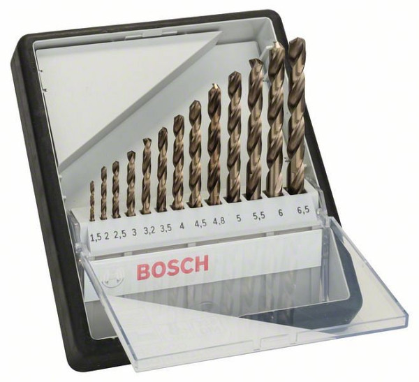 Bosch Metallbohrer-Set Robust Line HSS-Co, DIN 135, 135°, 13-teilig, 1,5 - 6,5 mm, 2607019926