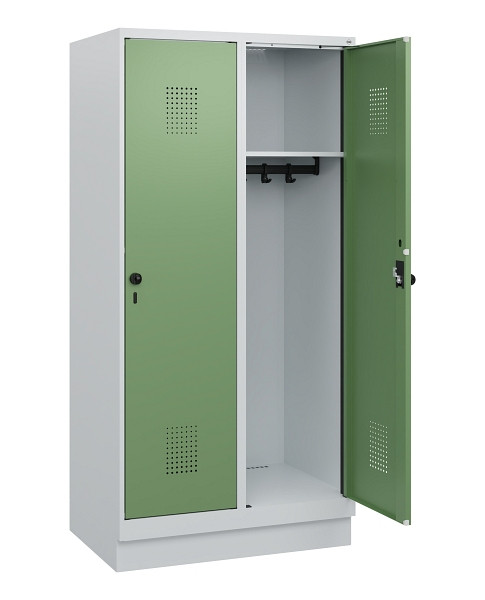 C+P Spind Evolo PLUS, Sockel, 2 Abteile, 1630x800x500mm, 7035/6011, Drehriegel, 0490205-22 S10010