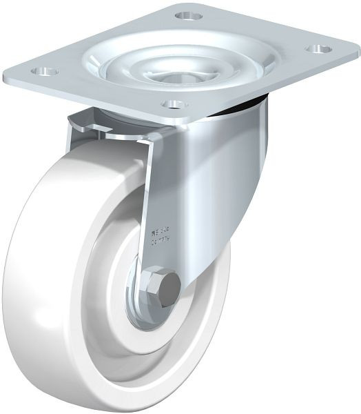 Blickle LK-SPO 125K-3 Stahlblech-Lenkrolle, schwere Ausführung, mit Anschraubplatte, Polyamid, Weiß, 267559