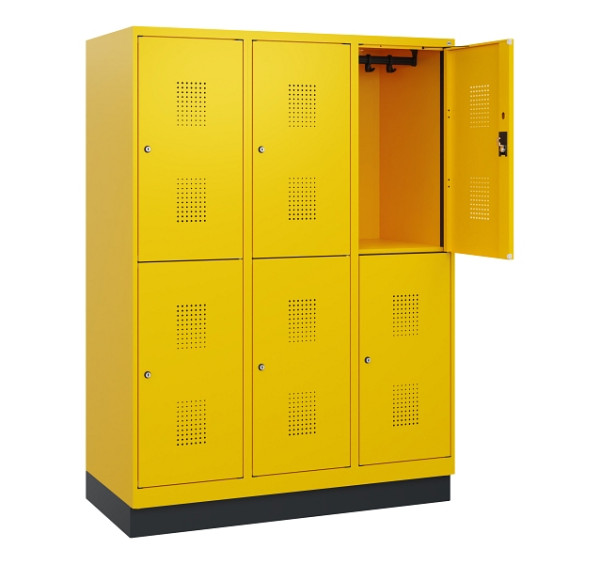 C+P Doppelstöckiger Spind Evolo PLUS, Sockel, 6 Fächer, 1630x1200x500mm, 1023/10, Zylinderschloss, 0493205-32 S10063