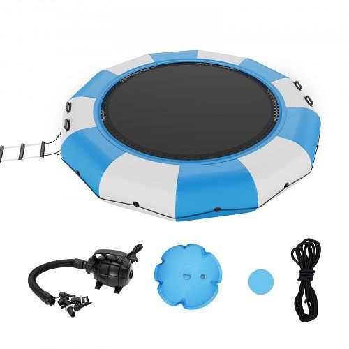 VEVOR Aufblasbares Wassertrampolin mit Leiter, wasserdicht, abriebfest, 3,96 m Großen Sprungfläche, Blau + Weiß 226 kg Tragfähigkeit, BTKSSBCLBS1395Q0GV2