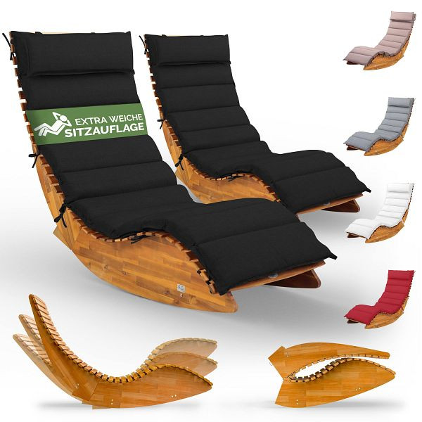 casaria Saunaliege Java, VE: 2er-Set Akazie FSC®-zertifiziert mit Auflage Antrazit, 997092