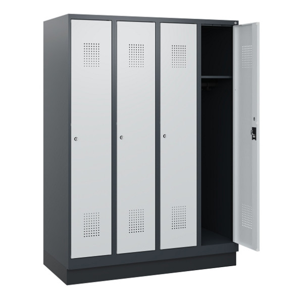 C+P Spind Evolo PLUS, Sockel, 4 Abteile, 1630x1200x500mm, 7016/7035, Zylinderschloss, 0490205-40 S10044