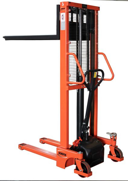 Schefer Stapler 1000 kg - 1600 mm HSE Eco Professional Semi elektrisch heben/senken, manuell fahren inkl. Batterie & Ladegerät, 1104009HSE1016