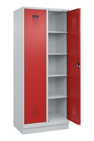 C+P Wäsche-Spind Evolo PLUS, mit Sockel, 2 Abteile, 1950x800x500mm, 7035/3000, Verschluss Zylinderschloss, Ablageböden 8, 049020-22B S10030