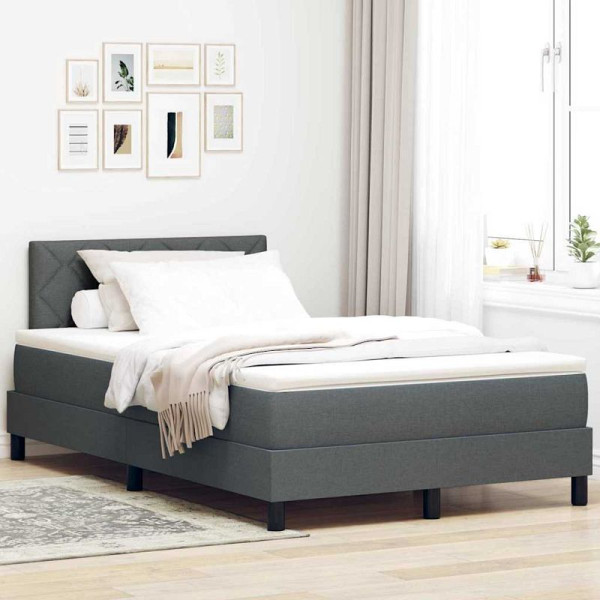vidaXL Boxspringbett mit Matratze Dunkelgrau 120 x 200 cm Stoff, 3338756