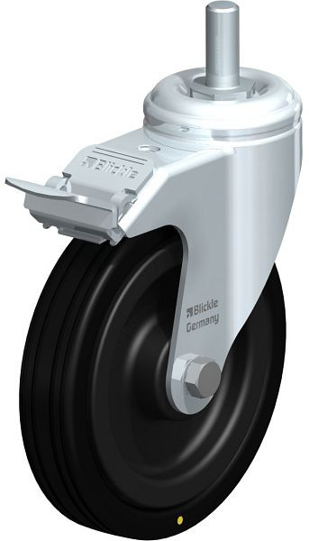 Blickle LKRA-VPA 125K-FI-EL-GS12 Apparate-Lenkrolle mit Gewindestift & Feststeller, Vollgummi, Schwarz, 456525
