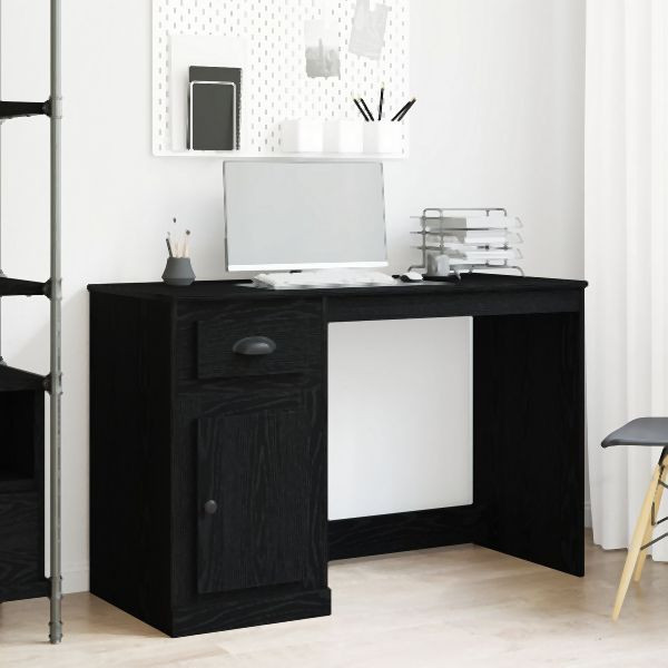 vidaXL Schreibtisch mit Stauraum Schwarze Eiche 50x115x75 cm Spanplatte, 862824