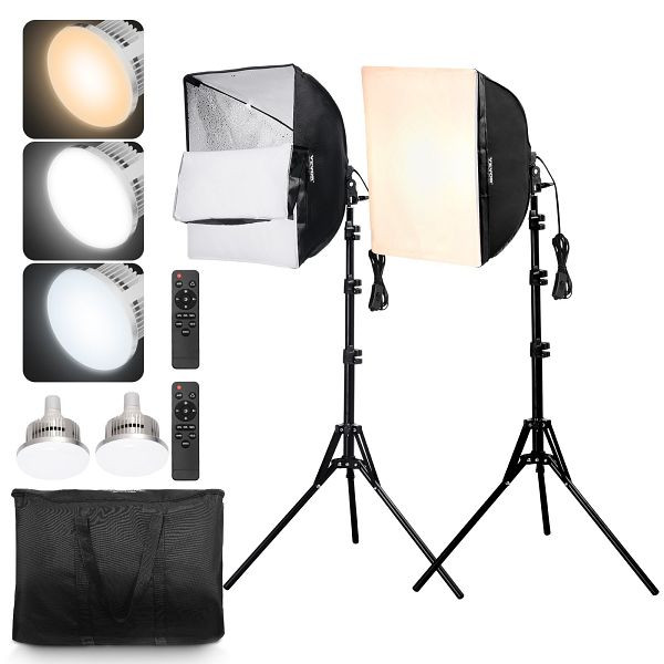 VEVOR 2x Fotostudio Softbox Set, 400x400mm 3000–6500K einstellbar für Aufnahmen, SYRGZMTZ1616XK6DGV2