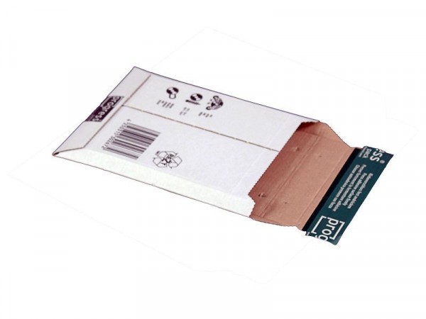 Progress Packaging PP_W02.00 DISK-PACK Versandtasche aus Wellpappe weiß mit SK-Verschluß und Aufreißfaden, VE: 100 Stück, 145/190, 000678