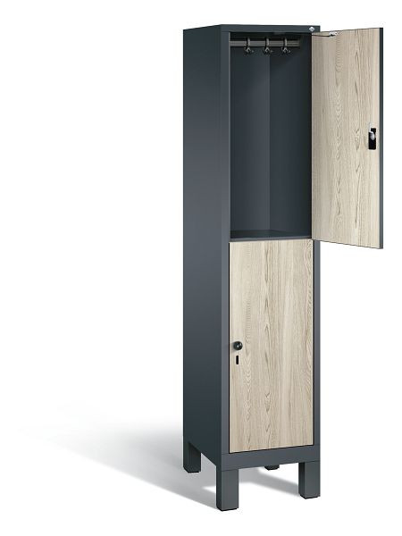 C+P Spind doppelstöckig Evolo, H1850xB420xT500mm, Farbe: Anthrazitgrau / Dekor Sen-Esche, 48310-12 S10095