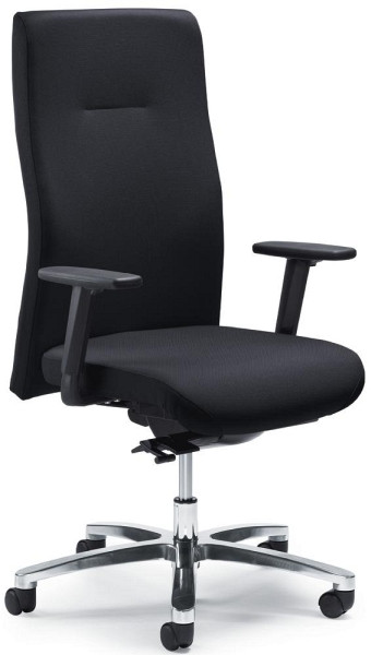 Deskin XXL-Drehstuhl BIG STAR 20, Fußkreuz Aluminium poliert, Bezug Stoff Basic W, Farbe schwarz, 267131