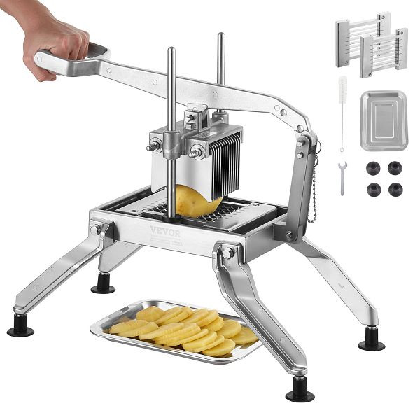 VEVOR Kommerzieller Gemüseschneider, 3/8 & 3/16 Zoll, aus Edelstahl & Aluminiumlegierung, für Tomaten, Zwiebeln, Kartoffeln, FQQPJLS38316TDQZAV0