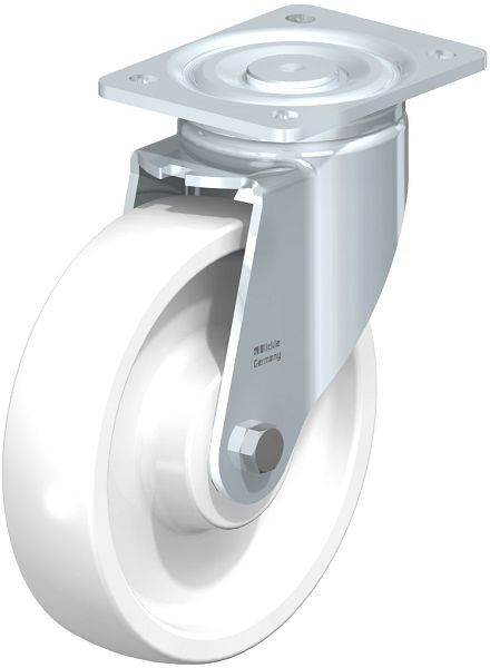 Blickle LH-SPO 201K Stahlblech-Lenkrolle, Schwerlast-Ausführung, mit Anschraubplatte, Polyamid, Weiß, 294819