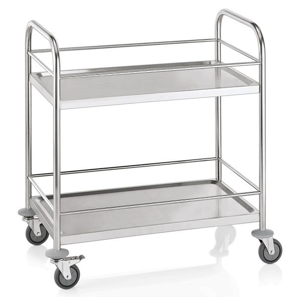 WAS Servierwagen mit Reling, zwei Borde, 85x 54 x 94, cm Edelstahl, 1950008