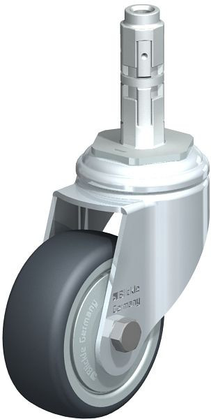 Blickle LKRA-TPA 80K-11-FK-E12 Apparate-Lenkrolle mit Expander, Thermoplastisches Gummi-Elastomer, Grau, 738007