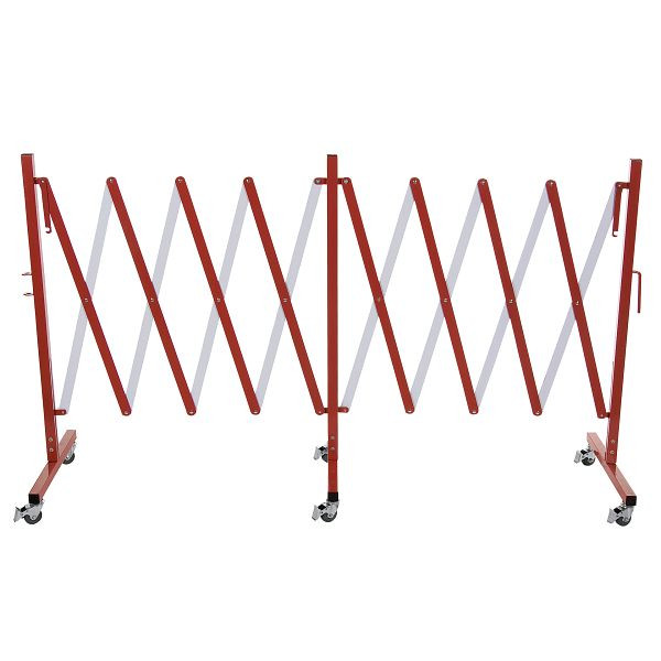 WAS Scherensperre mit sechs Rollen, 4 m, rot & weiß, Aluminium, 2395351