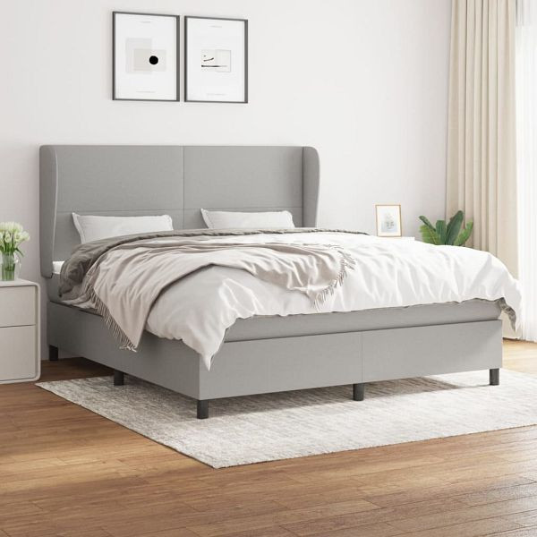 vidaXL Boxspringbett mit Matratze Hellgrau 160x200 cm Stoff, 3127813